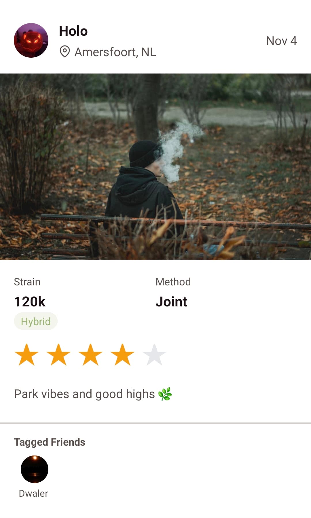 Having a smoke at the park