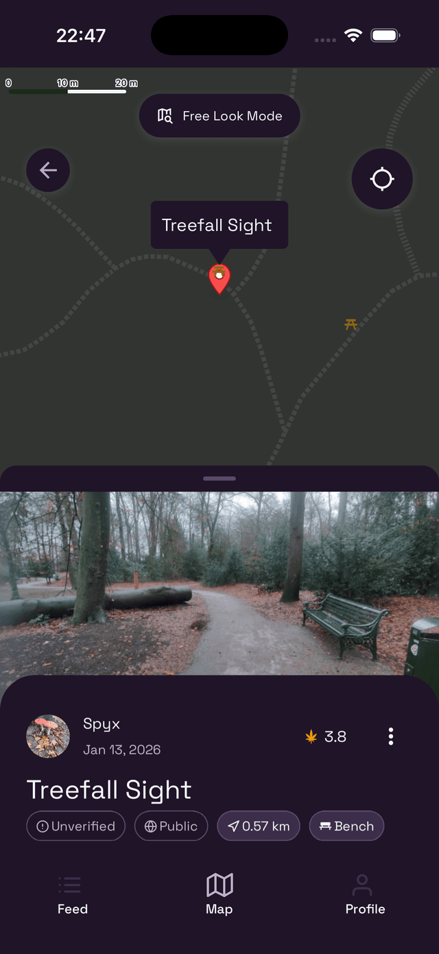 Spot preview on the map